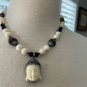 Bone beads and Chrystal necklace by Paulette